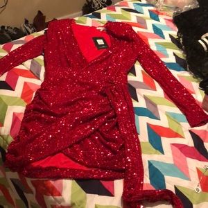 Red sequins dress